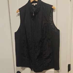 Woman Within - Zip Front Quilted Vest - Black 1X